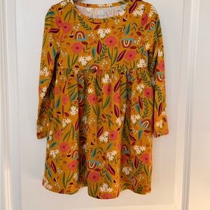Girls Fall Floral Long Sleeve Dress Set Size 4T Rainbow Floral Print with Socks